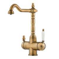 FABIANO Смеситель для кухни на две воды двухрычажный FKM 31.8 Brass-Antique (8231.402.0260)